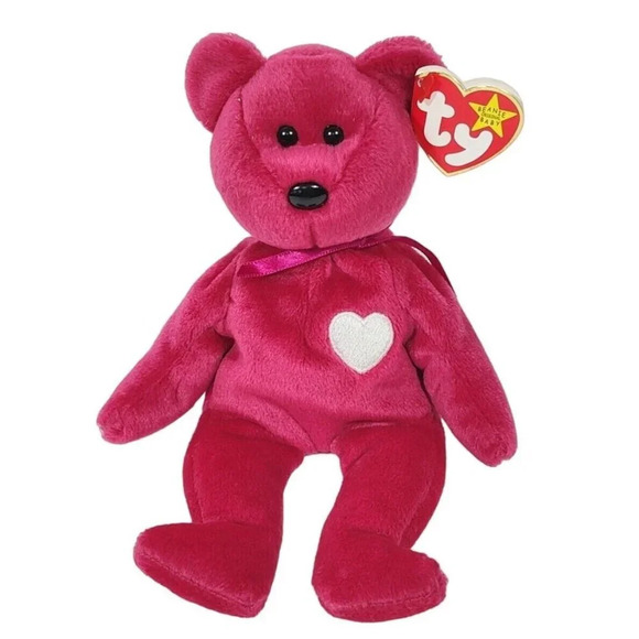 Vintage Ty Valentina Bear 1999 Stuffed Animal Plush Heart with Hang Tag - Picture 1 of 8